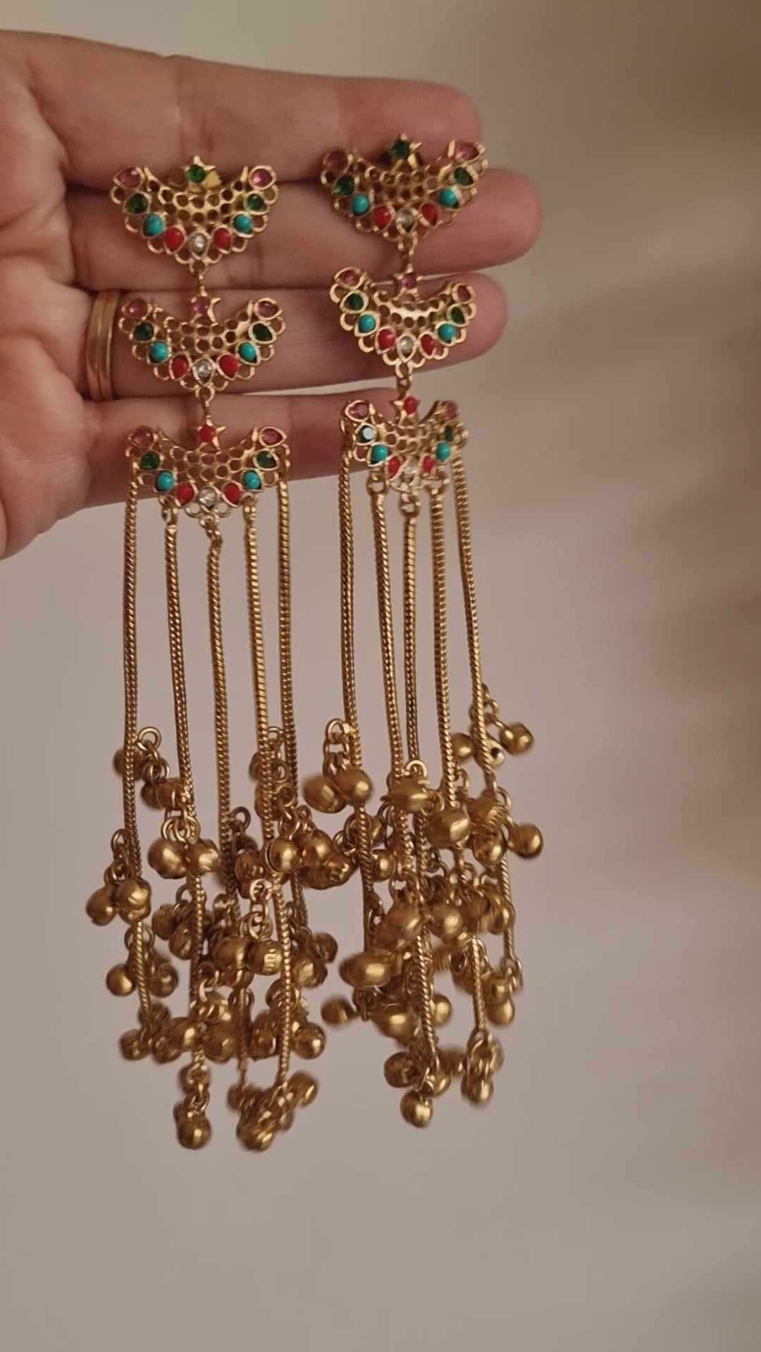 ROSHNI GOLD PLATED MULTI  KASHMIRI EARRINGS FOR WOMEN