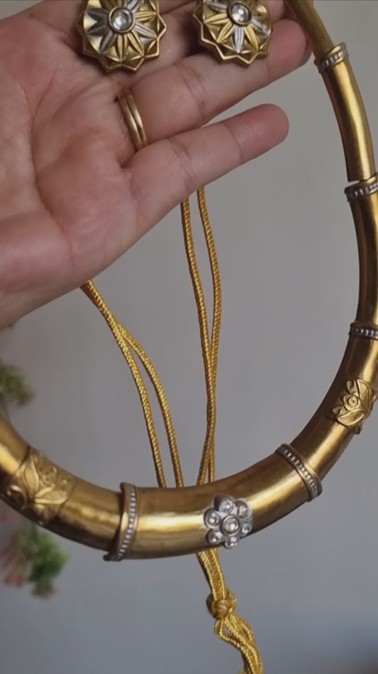 SAHIBA GOLD PLATED BRASS  HASLI WITH EARRINGS FOR WOMEN