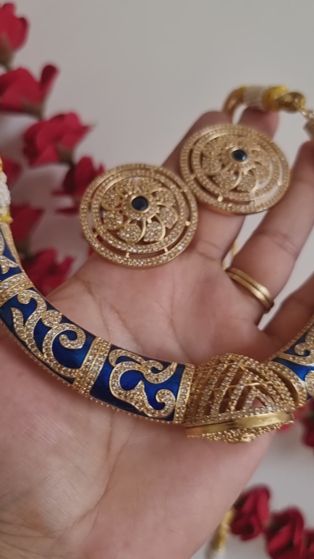 SAJNI BLUE MEENAKARI HASLI WITH EARRINGS