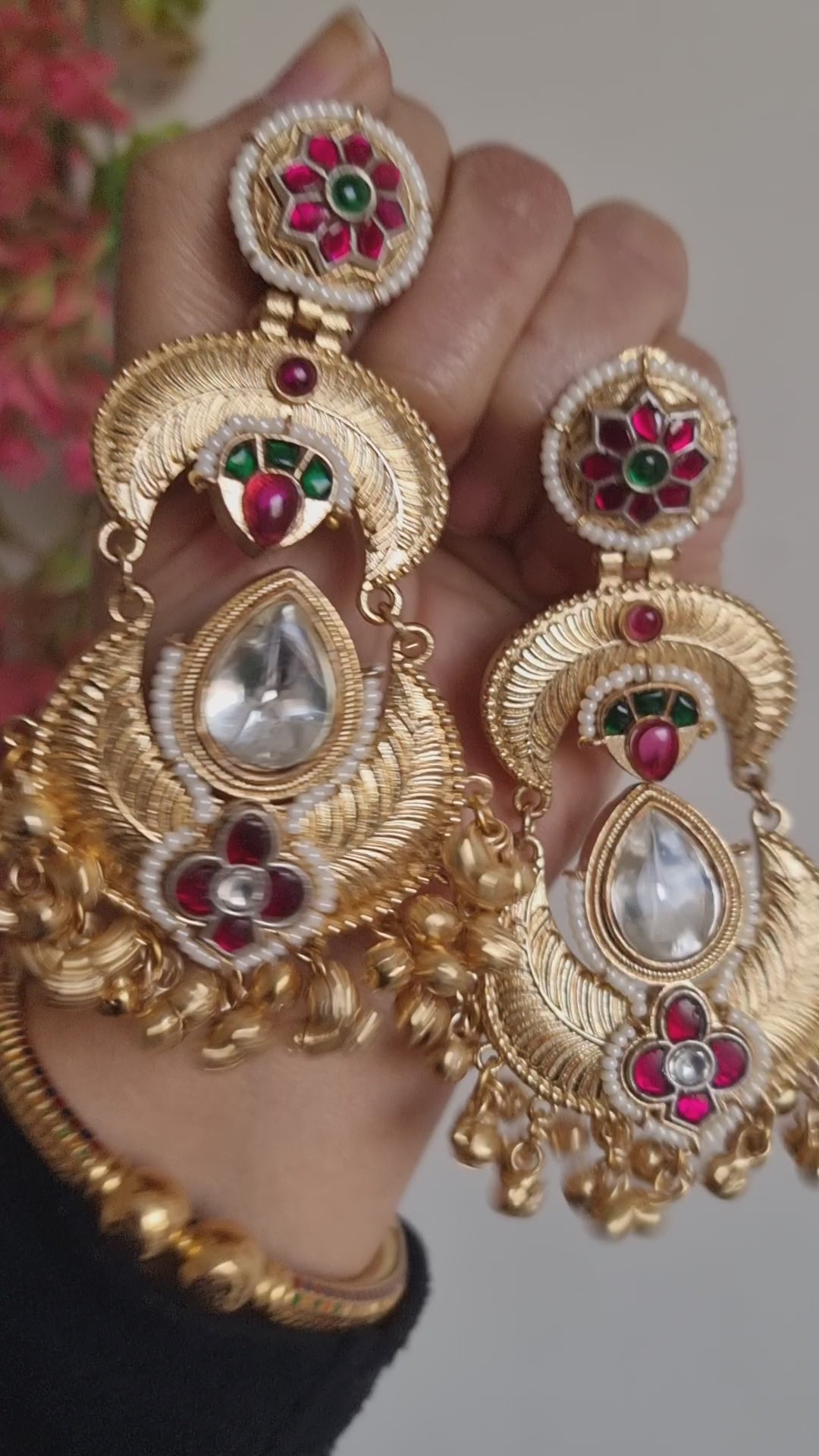 MAHARANI KUNDAN GOLD PLATED EARRINGS FOR WOMEN