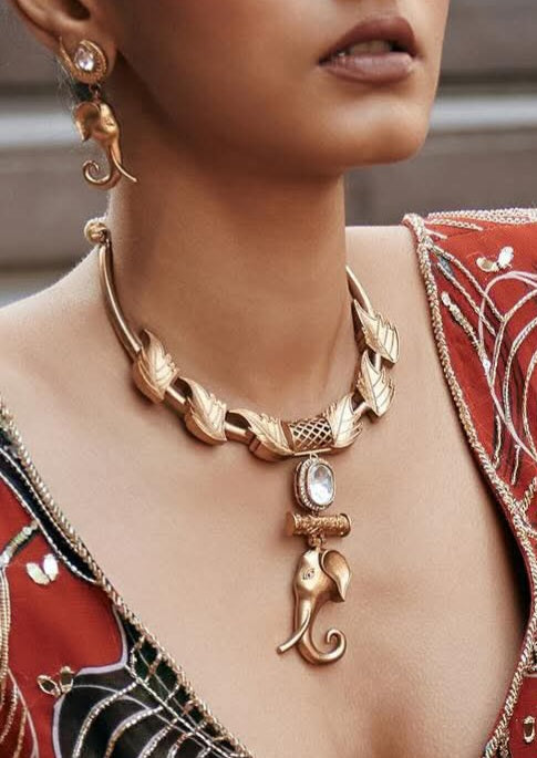 Kala Kundan Gold Plated  Rajwadi Necklace For Women