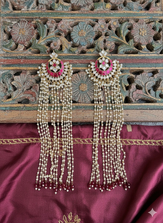 BARKHA SNOWFALL LONG RUBY EARRINGS FOR WOMEN