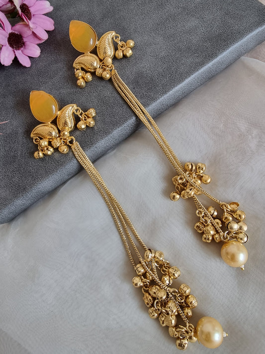 AMBI LONG  KASHMIRI  GHOONGROO EARRINGS FOR WOMEN
